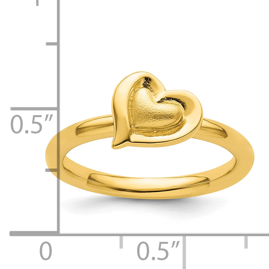 Sterling Silver Stackable Expressions Gold Plated Heart Ring