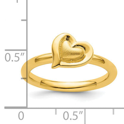 Sterling Silver Stackable Expressions Gold Plated Heart Ring