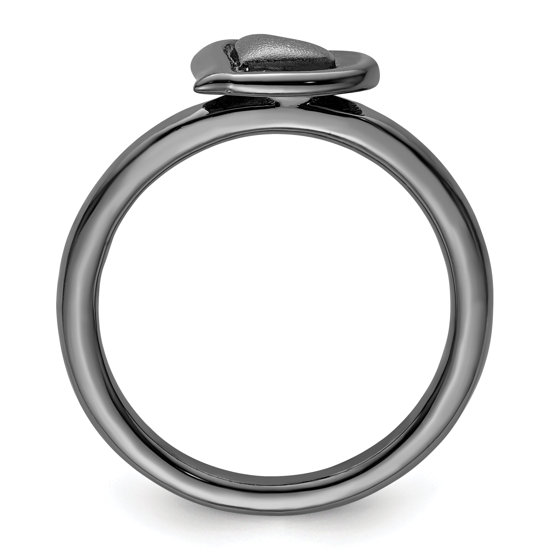 Sterling Silver Stackable Expressions Black Plated Heart Ring