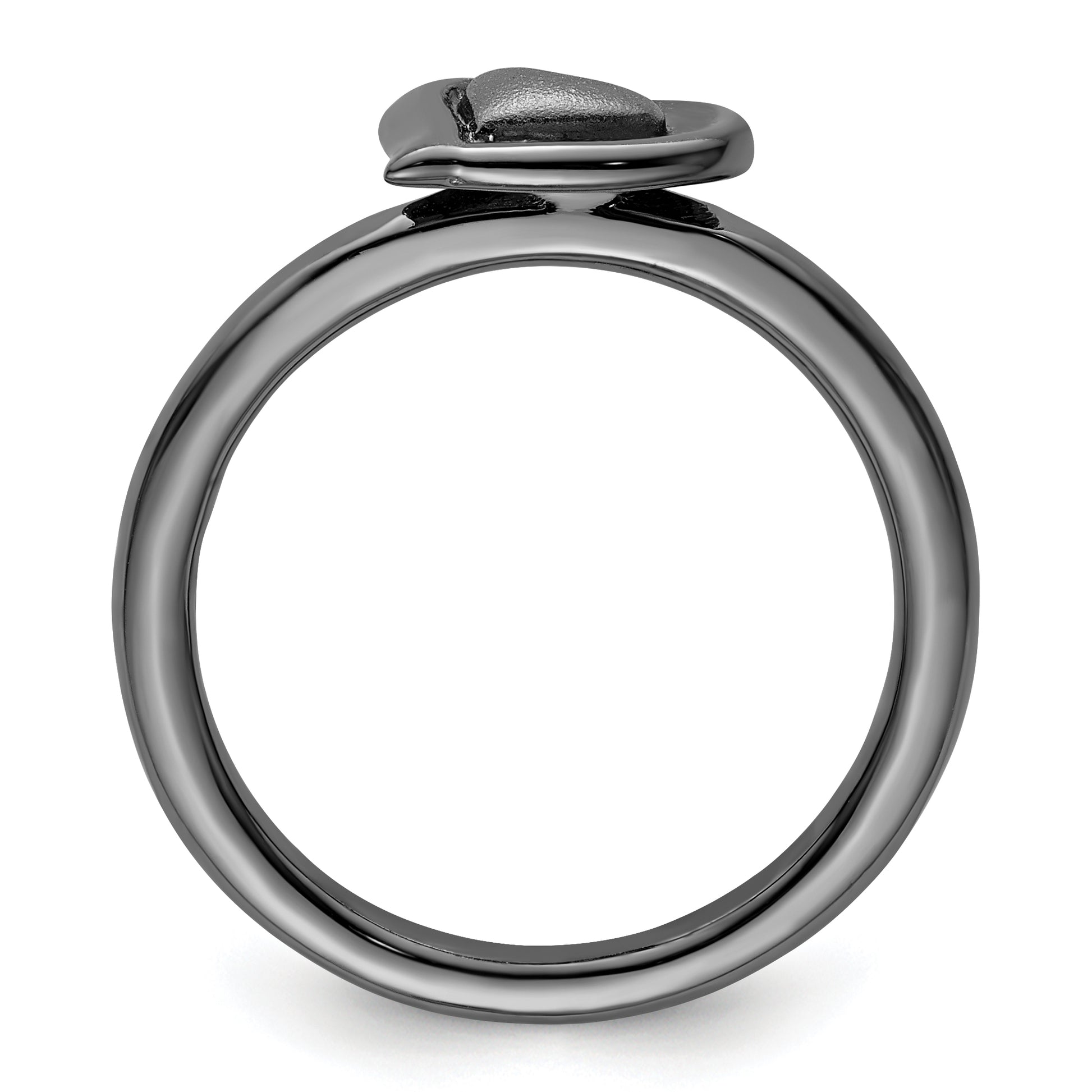 Sterling Silver Stackable Expressions Black Plated Heart Ring