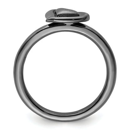 Sterling Silver Stackable Expressions Black Plated Heart Ring