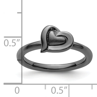 Sterling Silver Stackable Expressions Black Plated Heart Ring