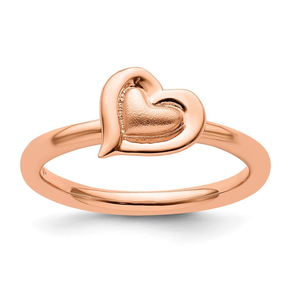 Sterling Silver Stackable Expressions Pink Plated Heart Ring