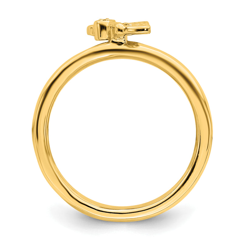 Sterling Silver Stackable Expressions Gold Plated Butterfly Diamond Ring