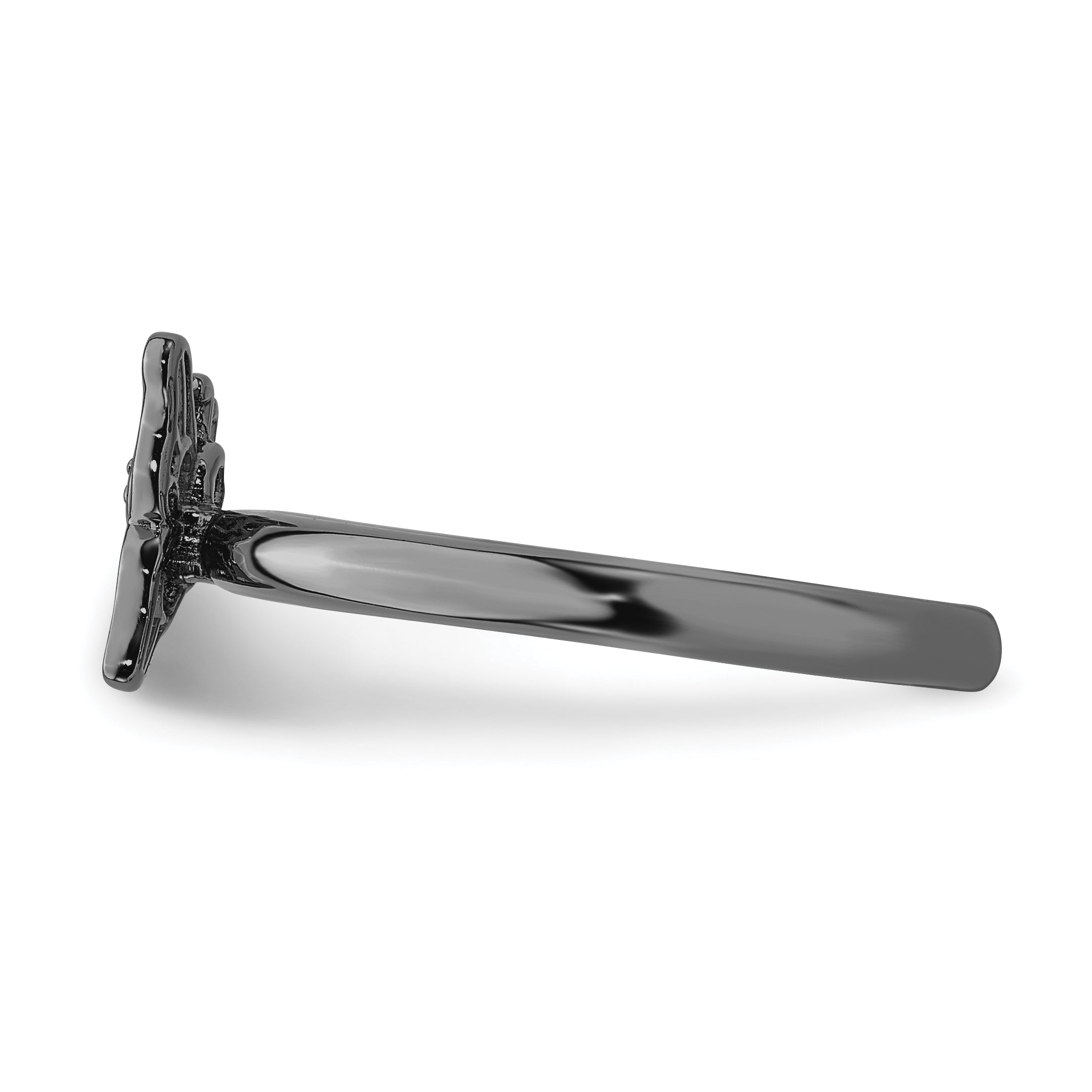 Sterling Silver Stackable Expressions Black Plated Butterfly Diamond Ring