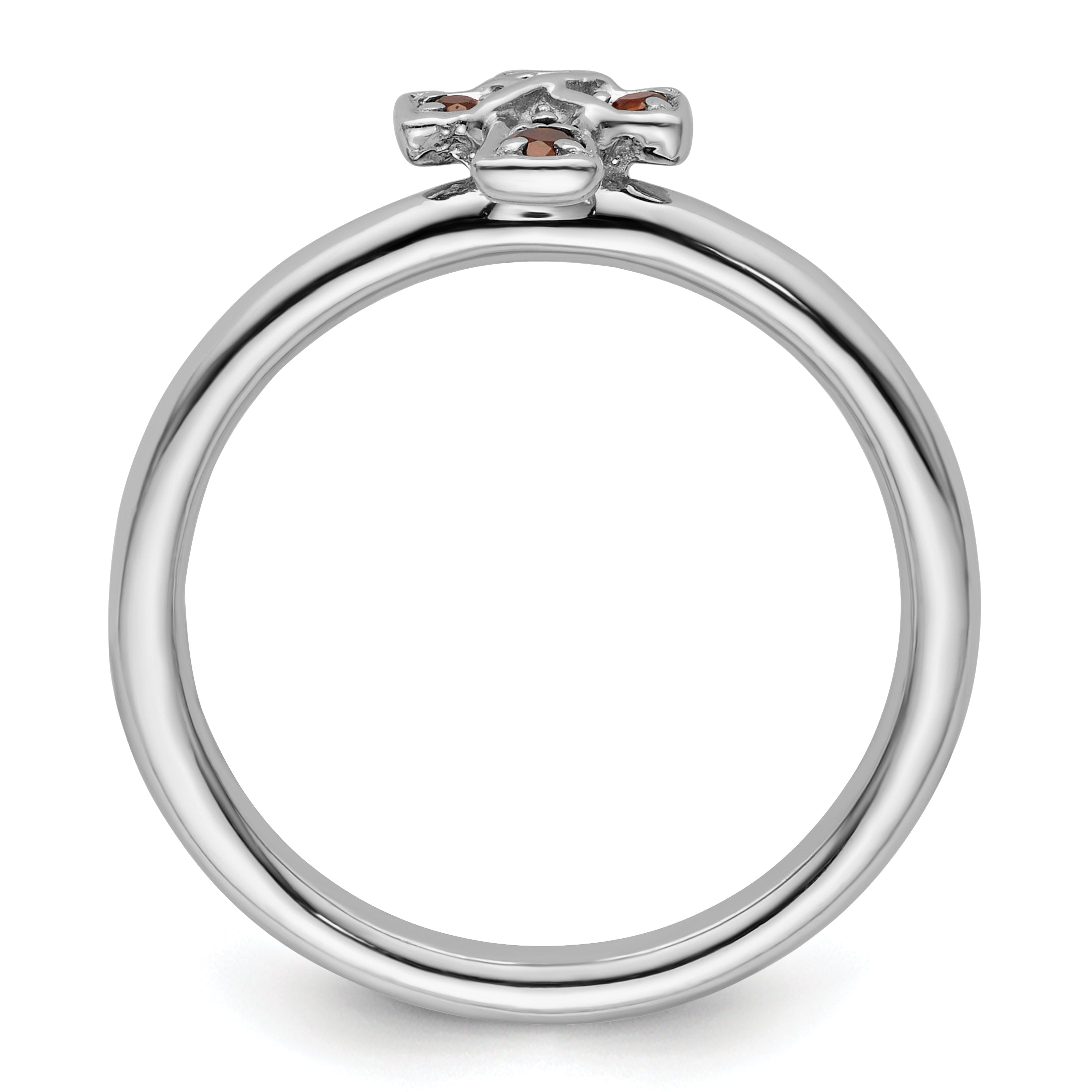 Sterling Silver Stackable Expressions Rhodium Garnet Cross Ring