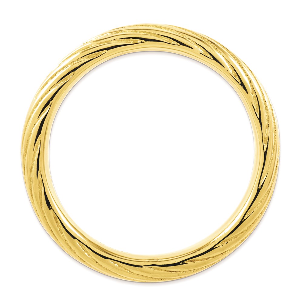 Sterling Silver Stackable Expressions Gold Plated Textured Ring (Size 5 Only)