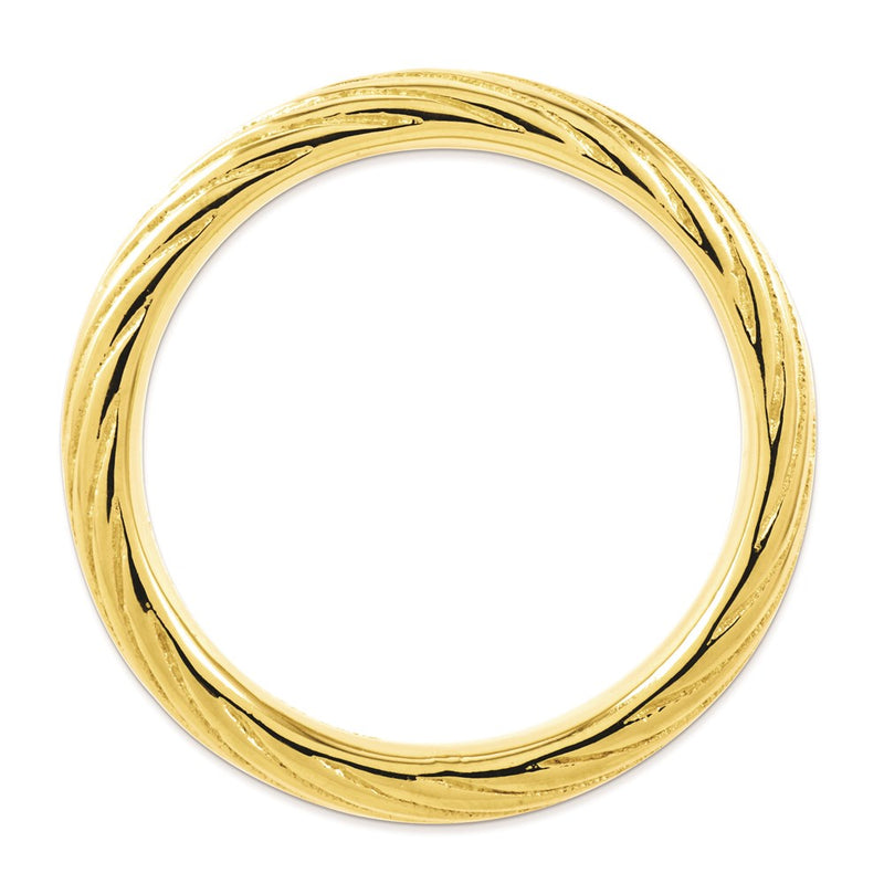 Sterling Silver Stackable Expressions Gold Plated Textured Ring (Size 5 Only)