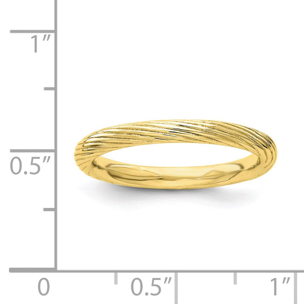 Sterling Silver Stackable Expressions Gold Plated Textured Ring (Size 5 Only)