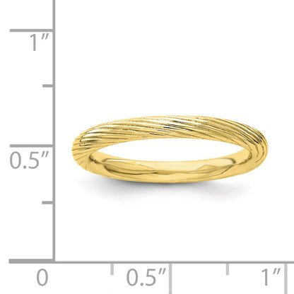 Sterling Silver Stackable Expressions Gold Plated Textured Ring (Size 5 Only)