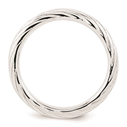 Sterling Silver Stackable Expressions Rhodium Textured Ring (Size 5 Only)