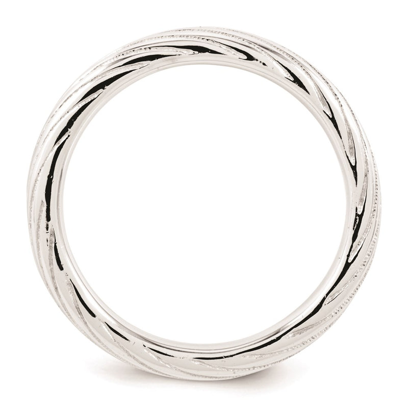 Sterling Silver Stackable Expressions Rhodium Textured Ring (Size 5 Only)