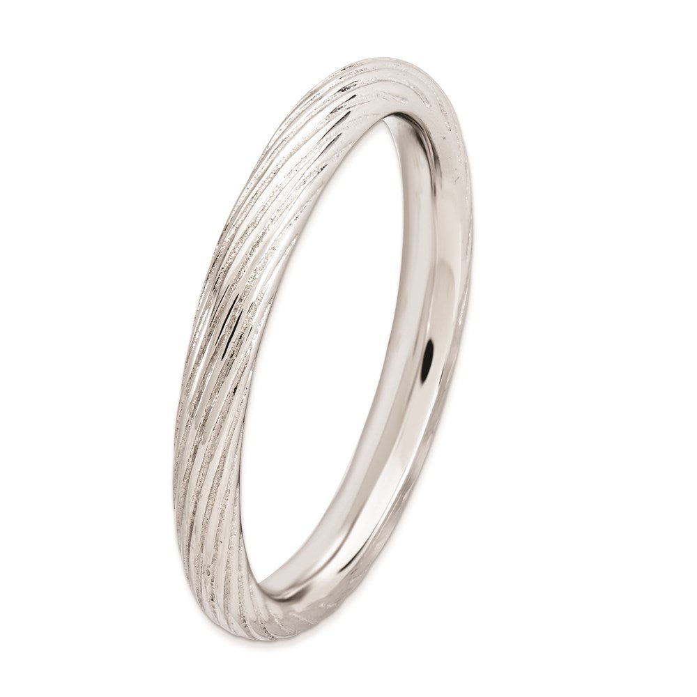 Sterling Silver Stackable Expressions Rhodium Textured Ring (Size 5 Only)