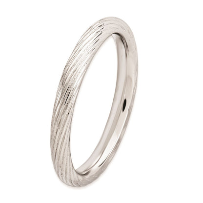 Sterling Silver Stackable Expressions Rhodium Textured Ring (Size 5 Only)