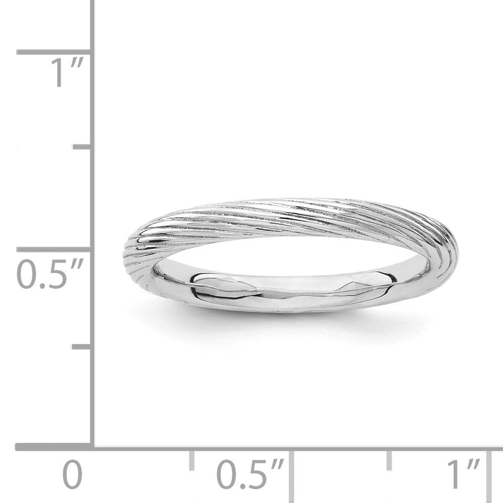 Sterling Silver Stackable Expressions Rhodium Textured Ring (Size 5 Only)