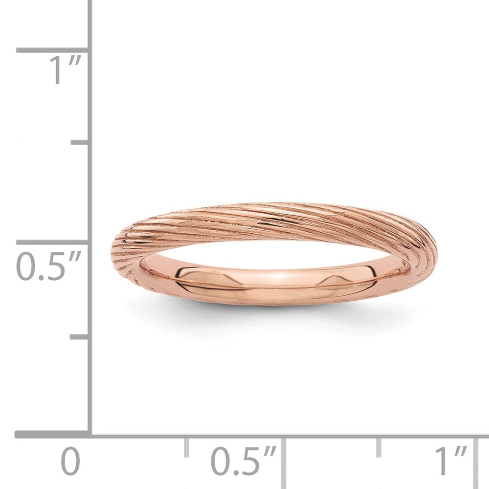 Sterling Silver Stackable Expressions Pink Plated Textured Ring (Size 5 Only)