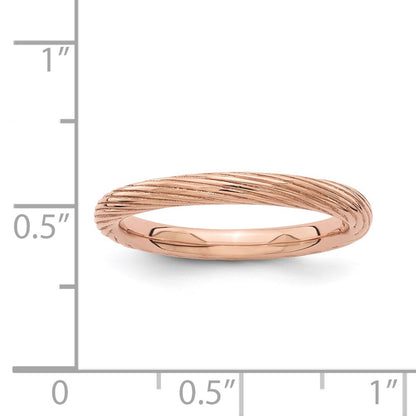 Sterling Silver Stackable Expressions Pink Plated Textured Ring (Size 5 Only)