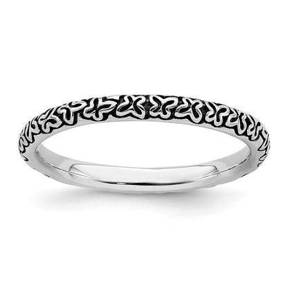 Sterling Silver Stackable Expressions Antiqued Ring