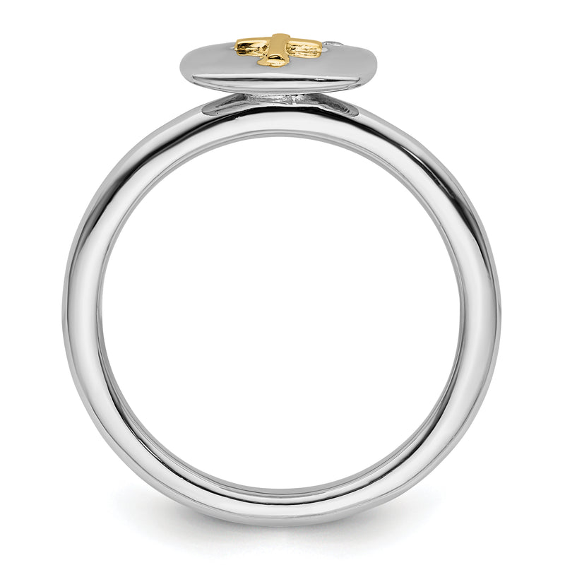 14K/Silver Two Tone Sterling Silver & 14K Cross Stackable Expressions Diamond Ring