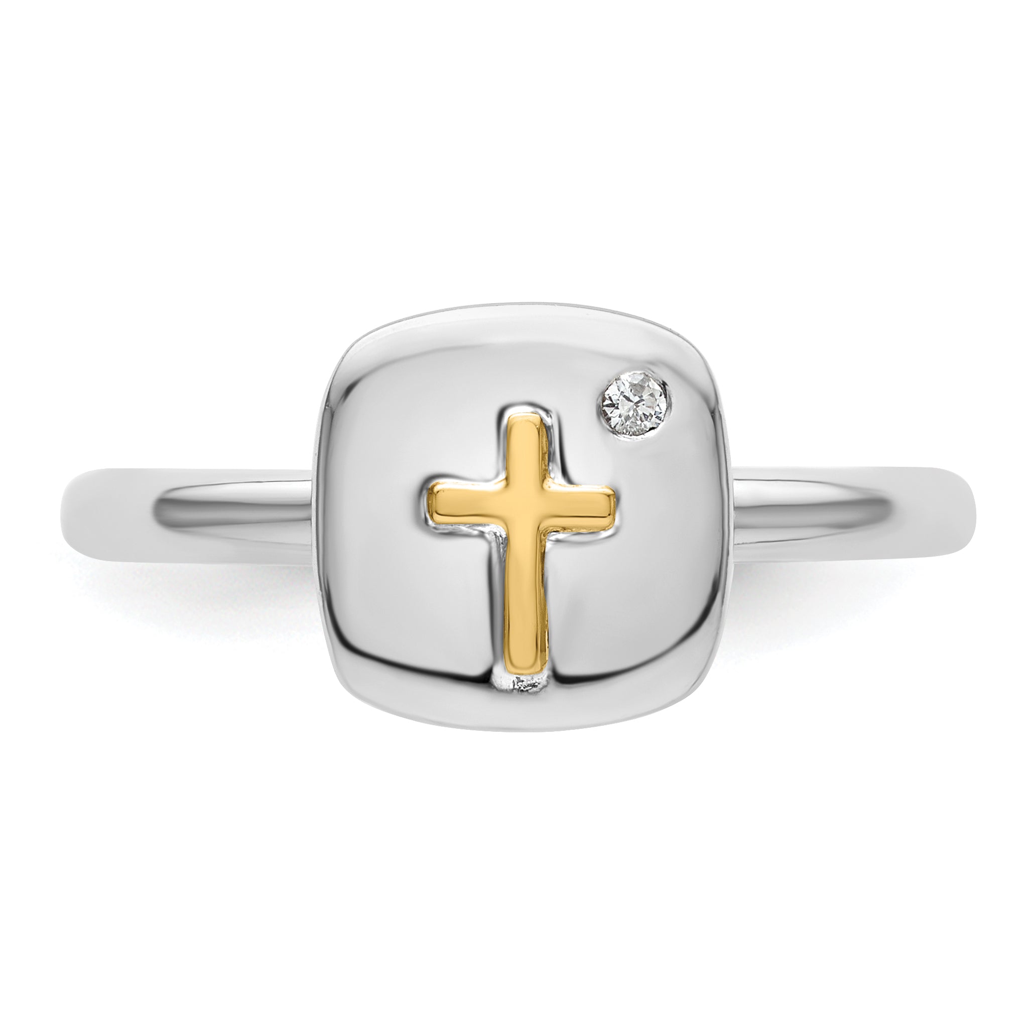 14K/Silver Two Tone Sterling Silver & 14K Cross Stackable Expressions Diamond Ring