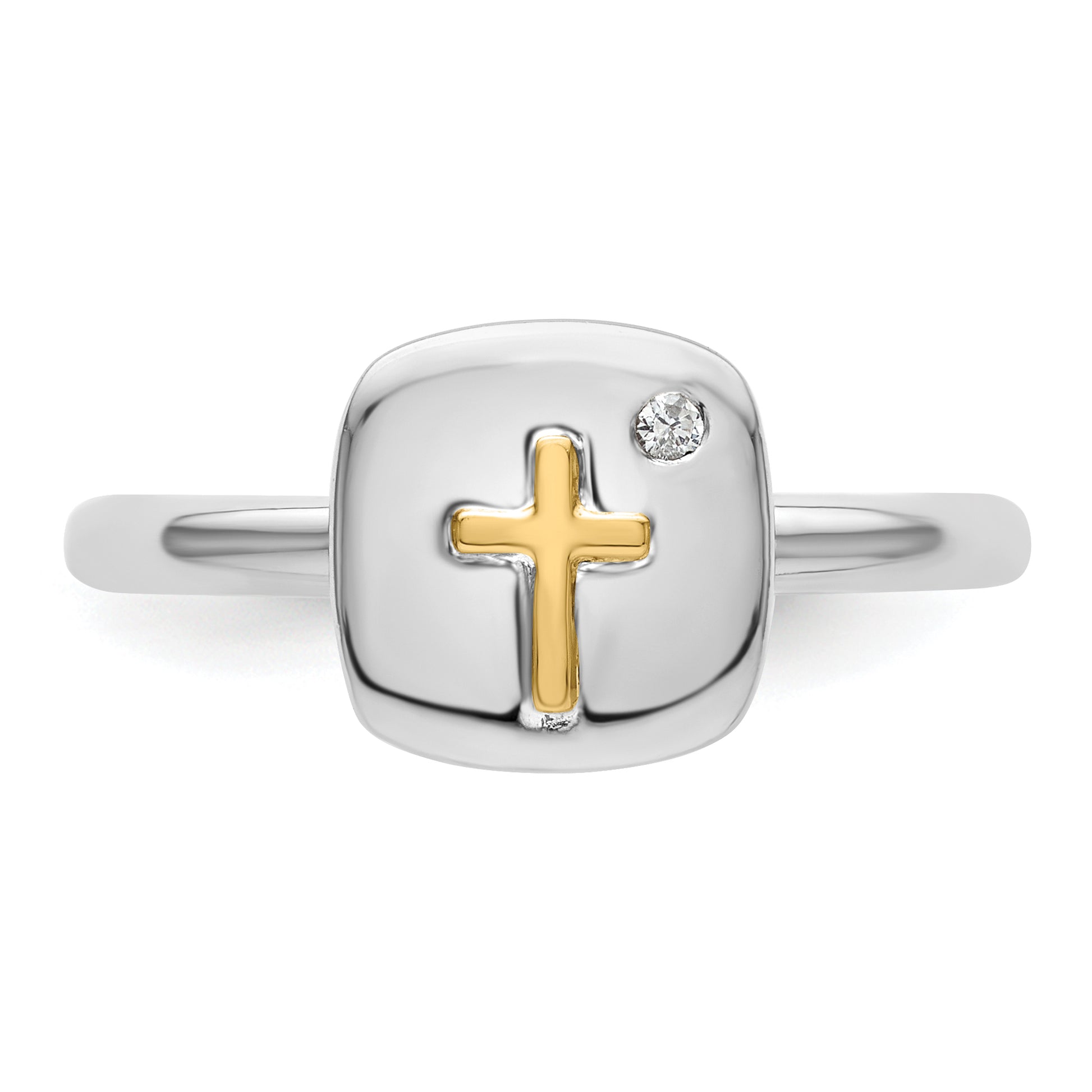 14K/Silver Two Tone Sterling Silver & 14K Cross Stackable Expressions Diamond Ring