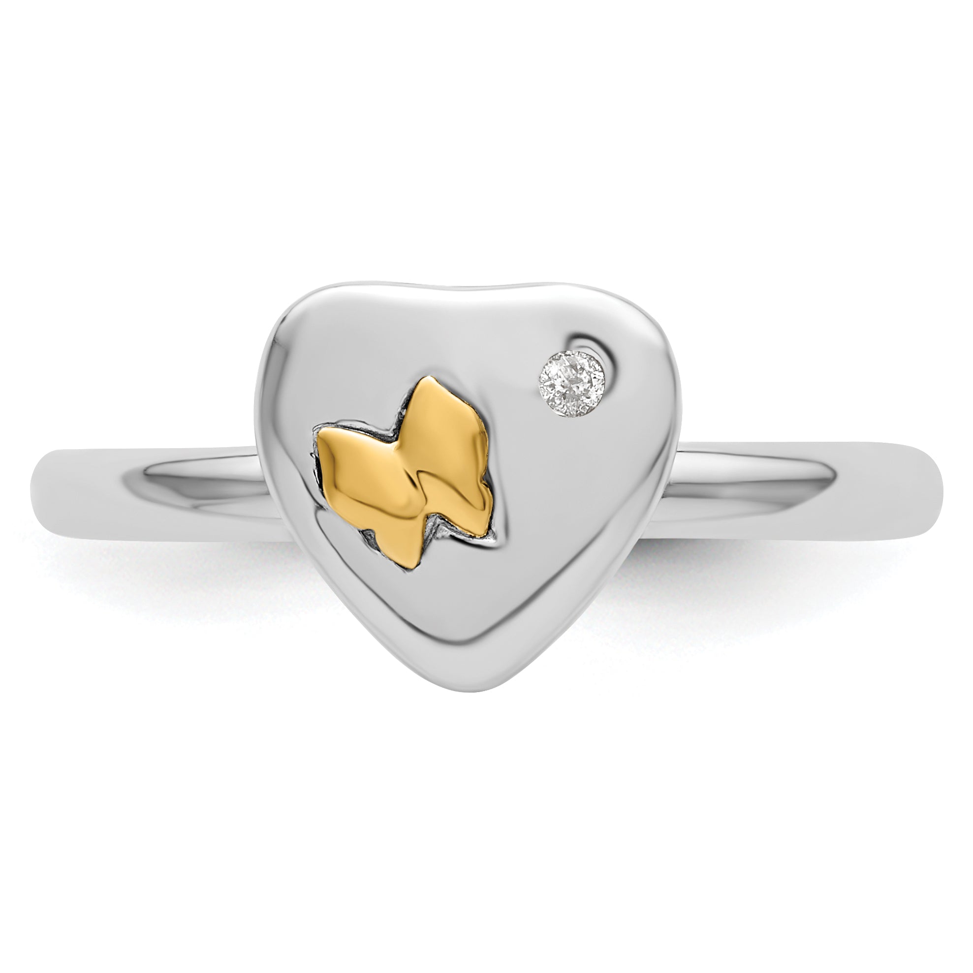 14K/Silver Two Tone Sterling Silver & 14K Butterfly Stackable Expressions Diamond Ring