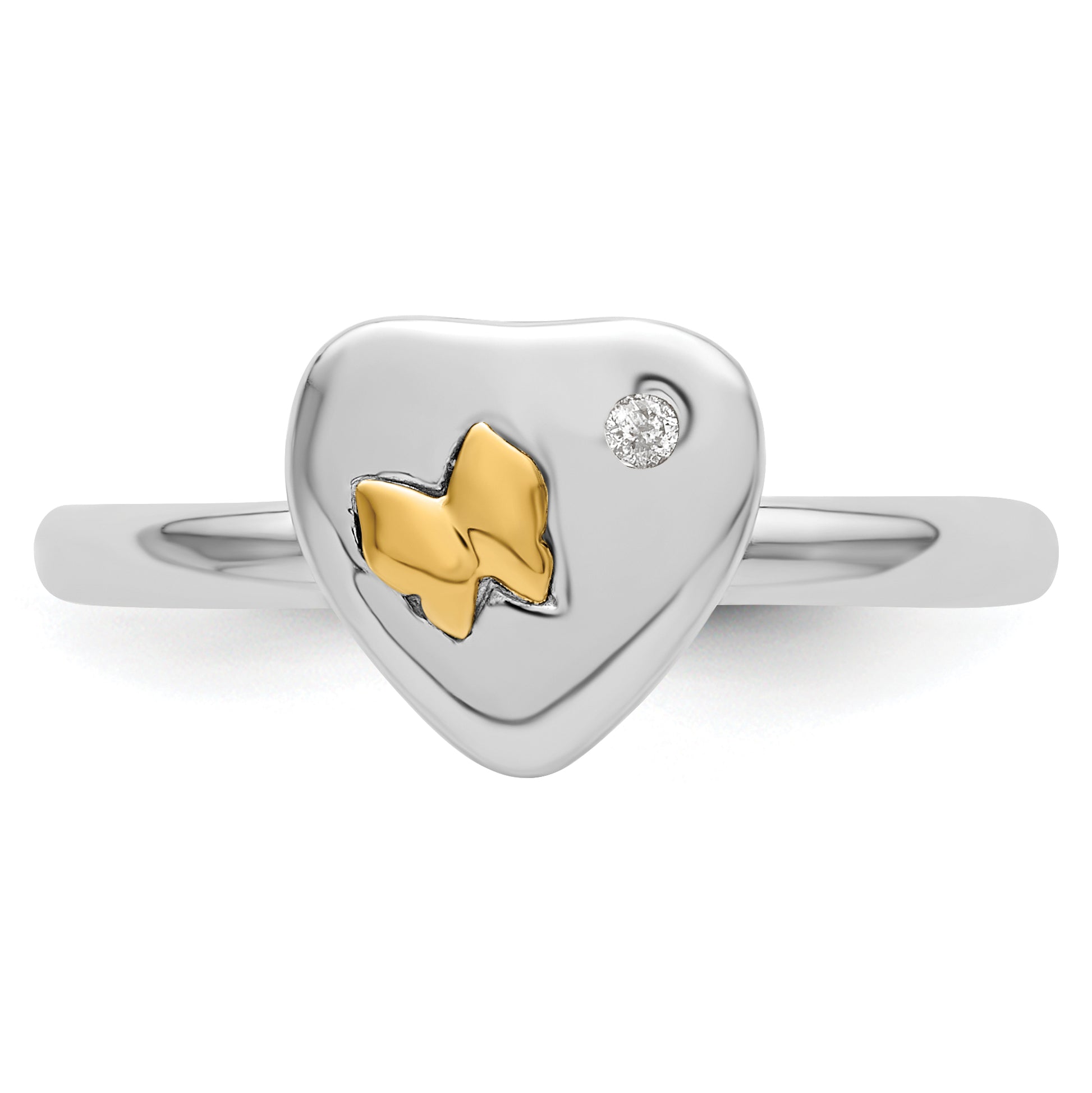 14K/Silver Two Tone Sterling Silver & 14K Butterfly Stackable Expressions Diamond Ring