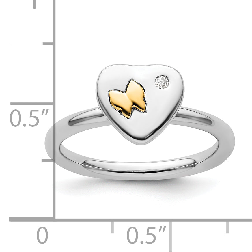 14K/Silver Two Tone Sterling Silver & 14K Butterfly Stackable Expressions Diamond Ring