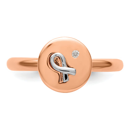 Sterling Silver Silver, 14K Rose & White Plated Stackable Expressions Diamond Ring
