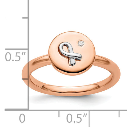 Sterling Silver Silver, 14K Rose & White Plated Stackable Expressions Diamond Ring