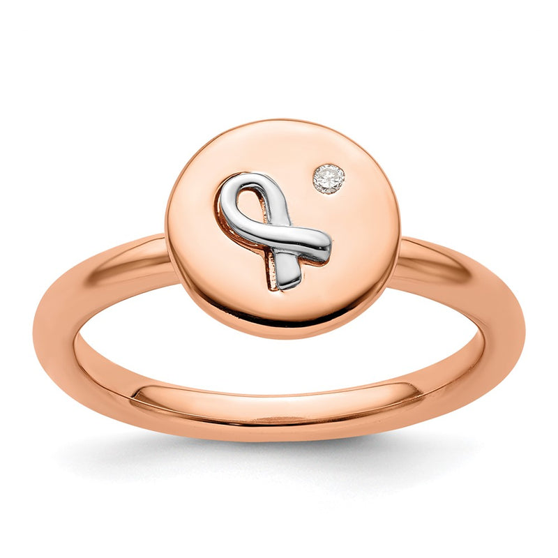 Sterling Silver Silver, 14K Rose & White Plated Stackable Expressions Diamond Ring