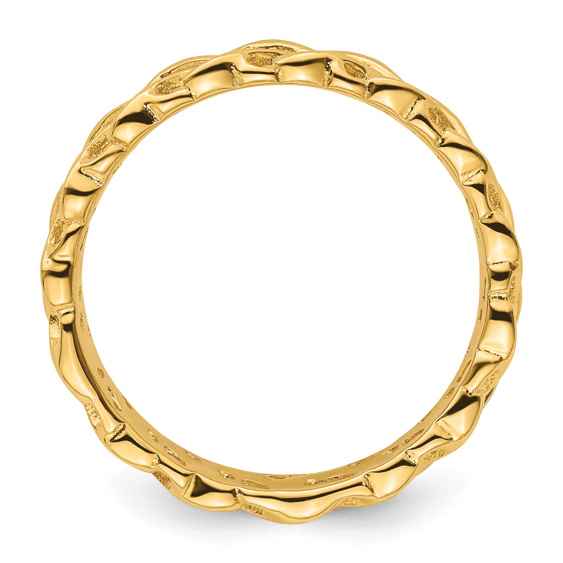 Sterling Silver Stackable Expressions Gold Plated Carved Band