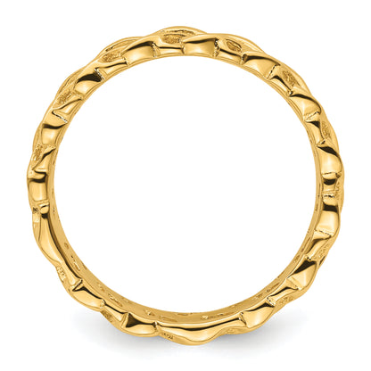 Sterling Silver Stackable Expressions Gold Plated Carved Band