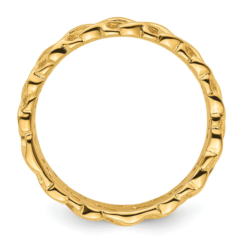Sterling Silver Stackable Expressions Gold Plated Carved Band
