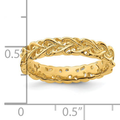 Sterling Silver Stackable Expressions Gold Plated Carved Band