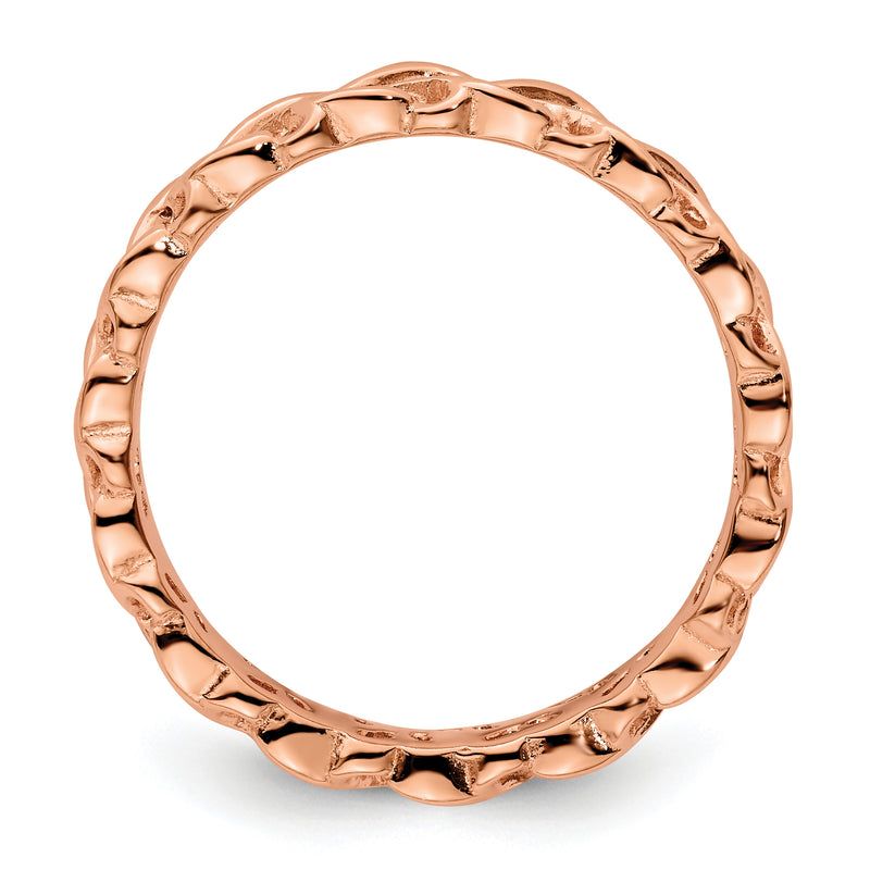 Sterling Silver Stackable Expressions Pink Plated Carved Ring