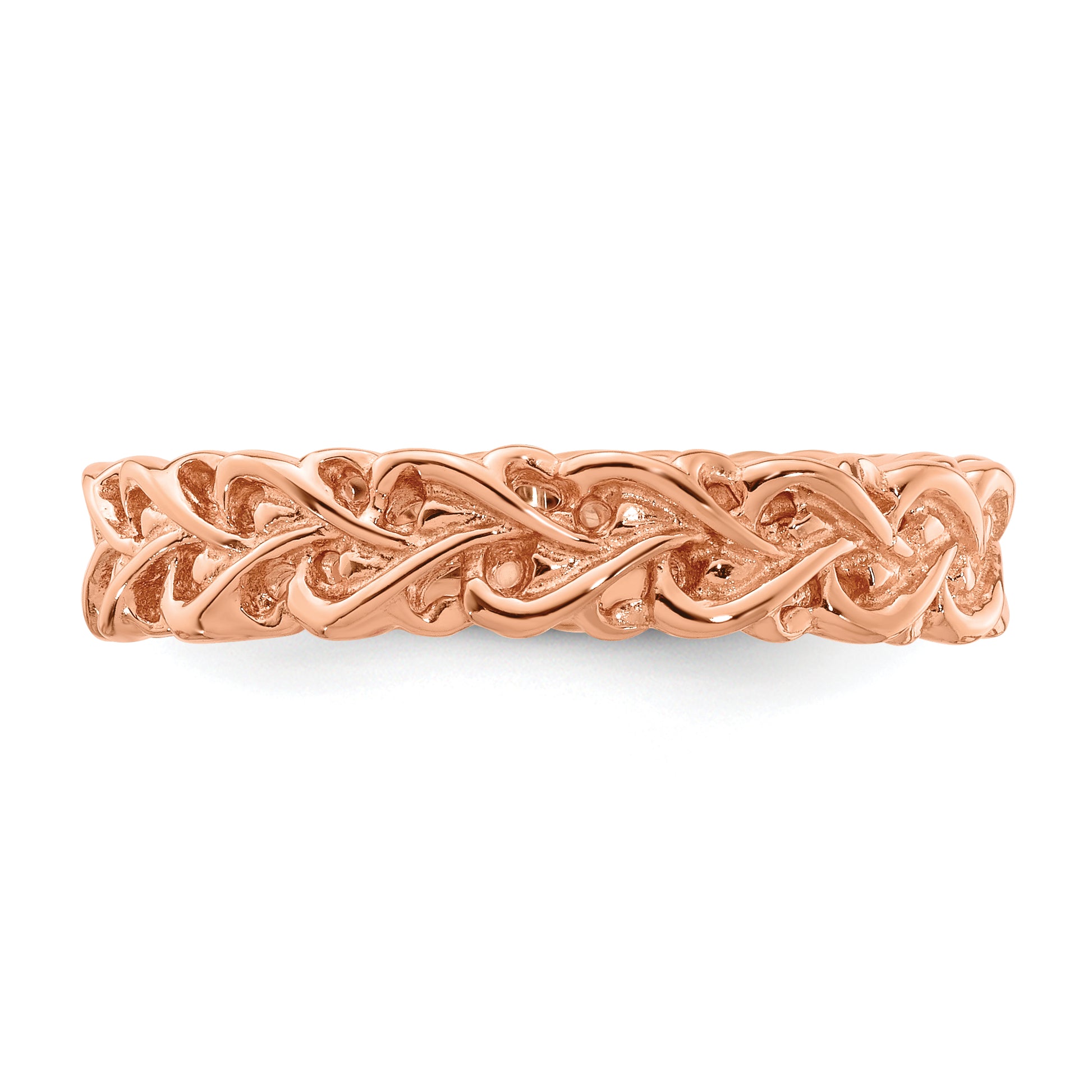 Sterling Silver Stackable Expressions Pink Plated Carved Ring