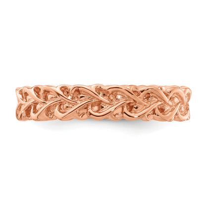 Sterling Silver Stackable Expressions Pink Plated Carved Ring