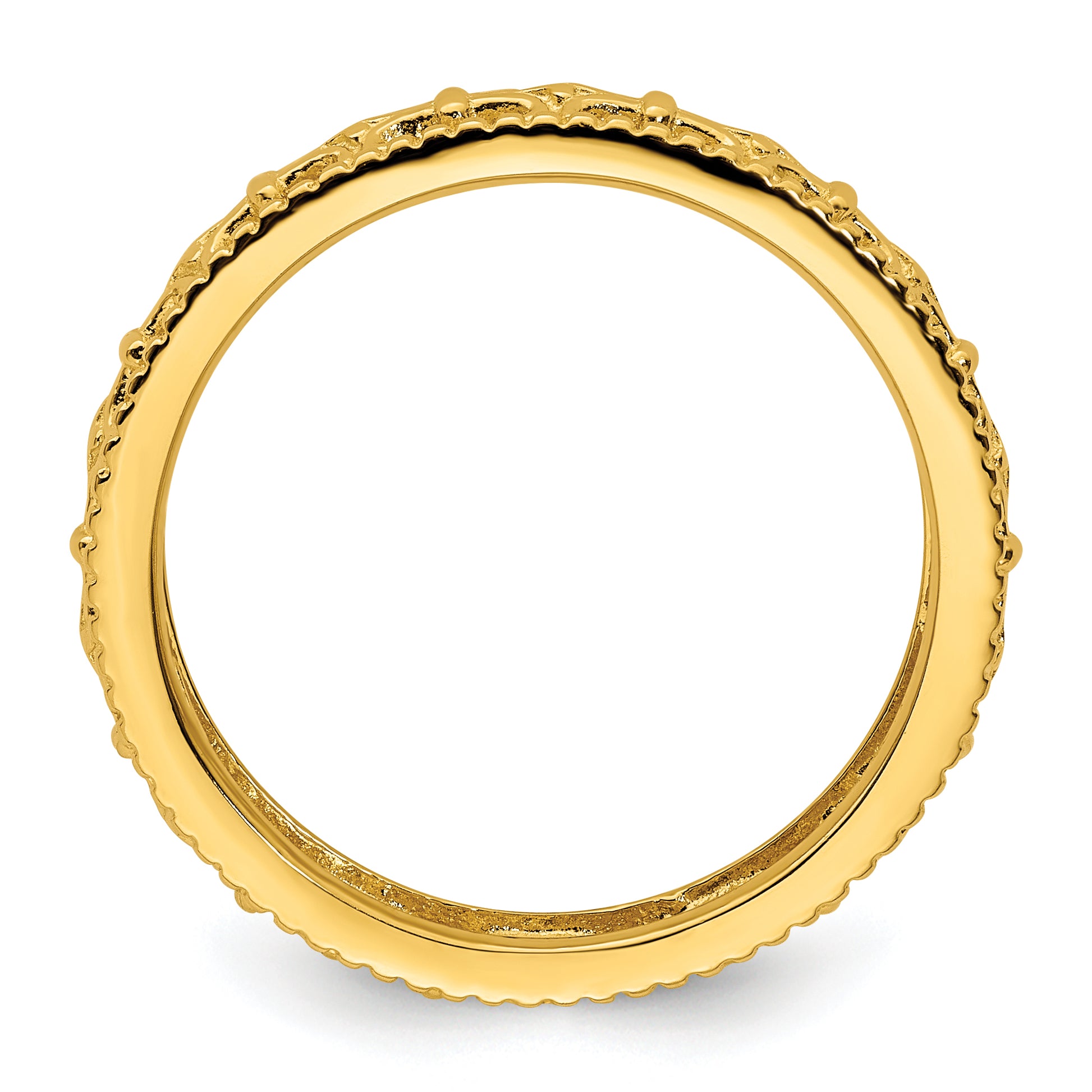 Sterling Silver Stackable Expressions Gold Plated Carved Band