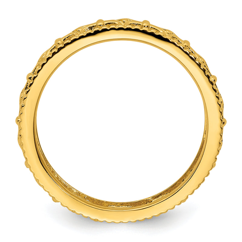 Sterling Silver Stackable Expressions Gold Plated Carved Band