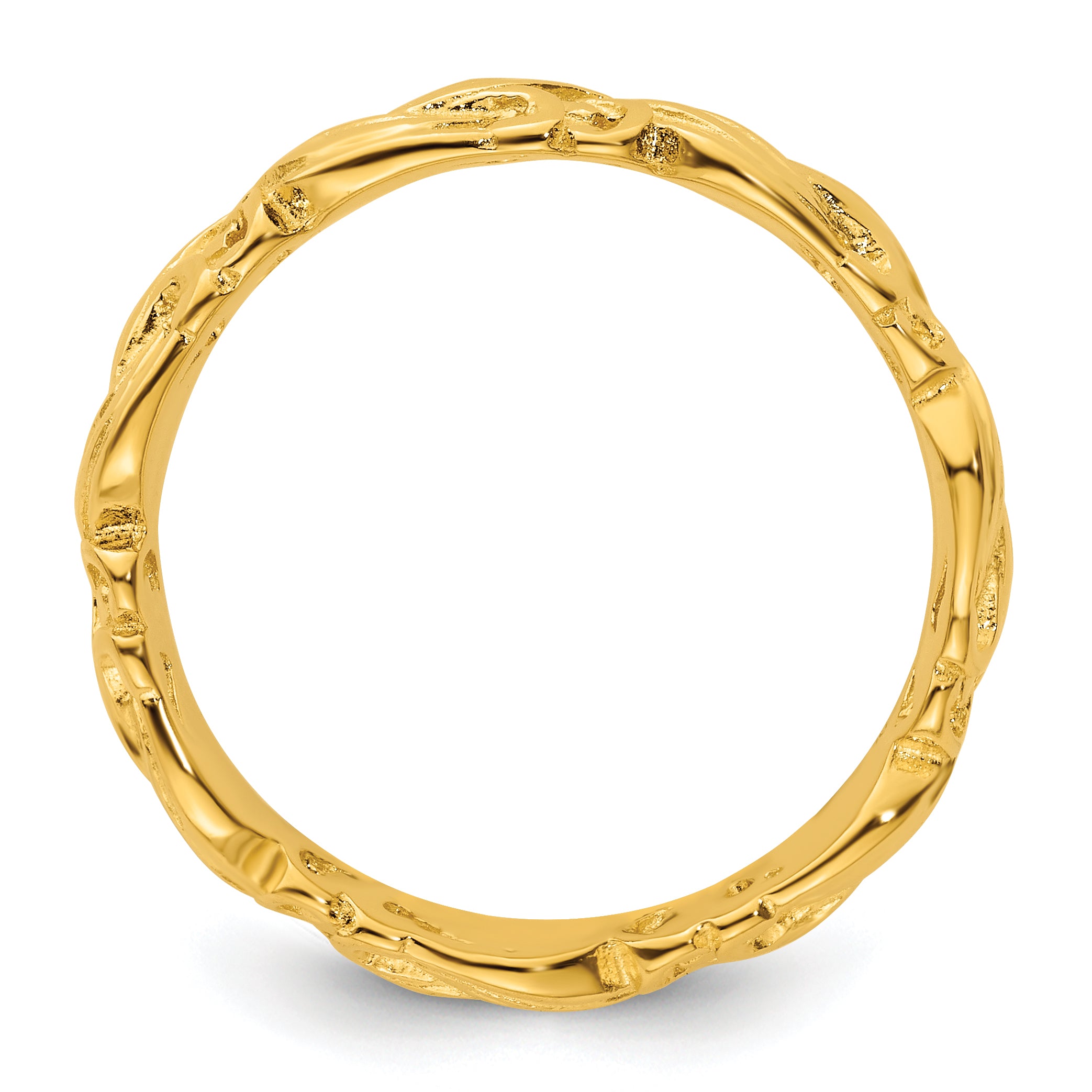 Sterling Silver Stackable Expressions Gold Plated Carved Band