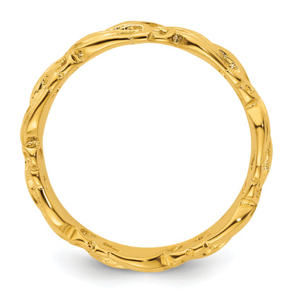 Sterling Silver Stackable Expressions Gold Plated Carved Band