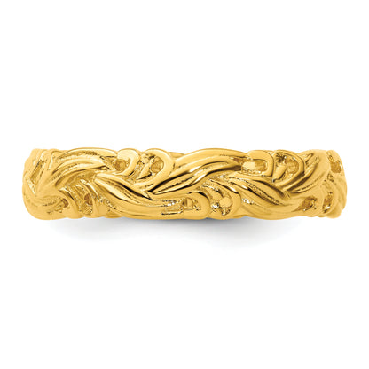 Sterling Silver Stackable Expressions Gold Plated Carved Band