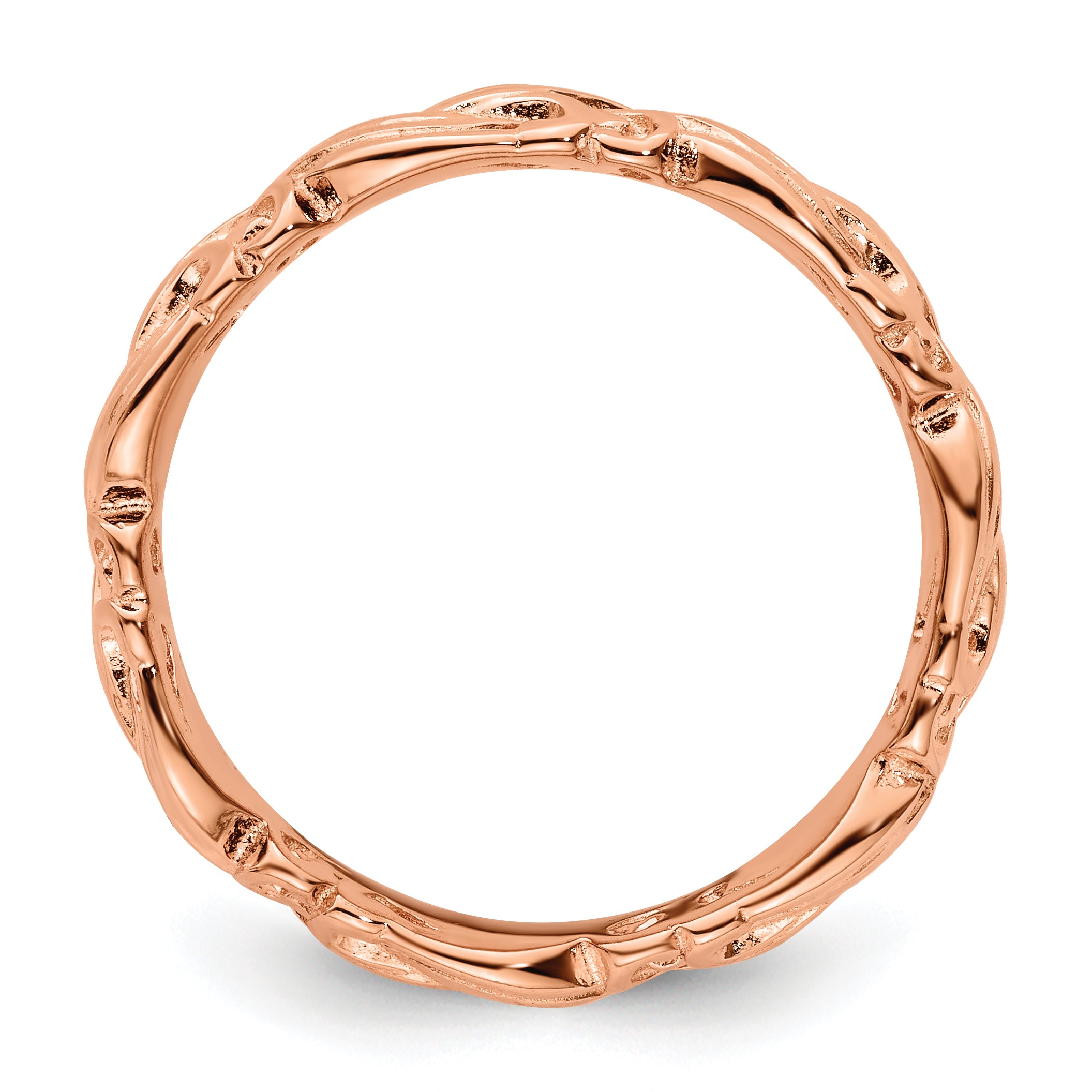 Sterling Silver Stackable Expressions Pink Plated Carved Band