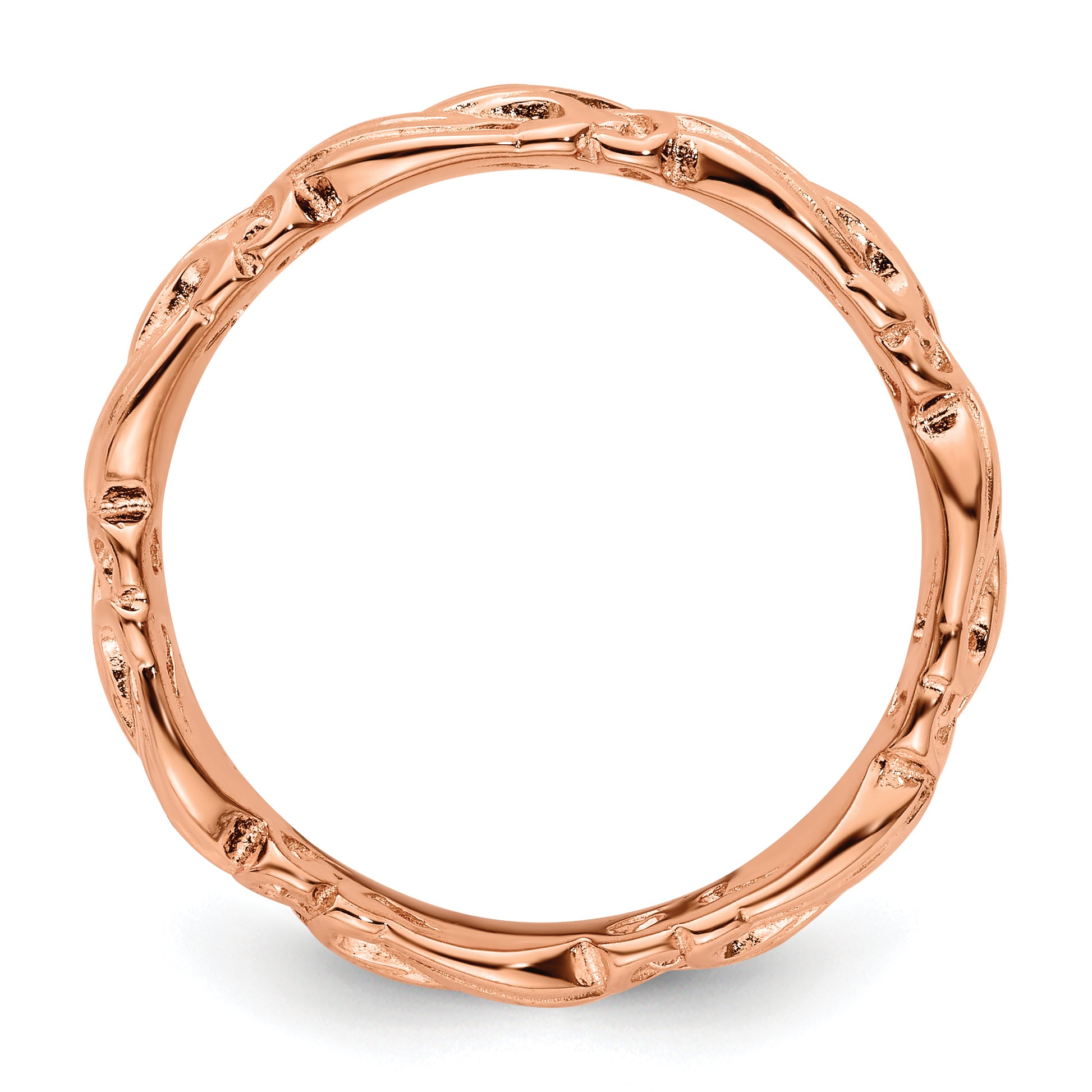 Sterling Silver Stackable Expressions Pink Plated Carved Band