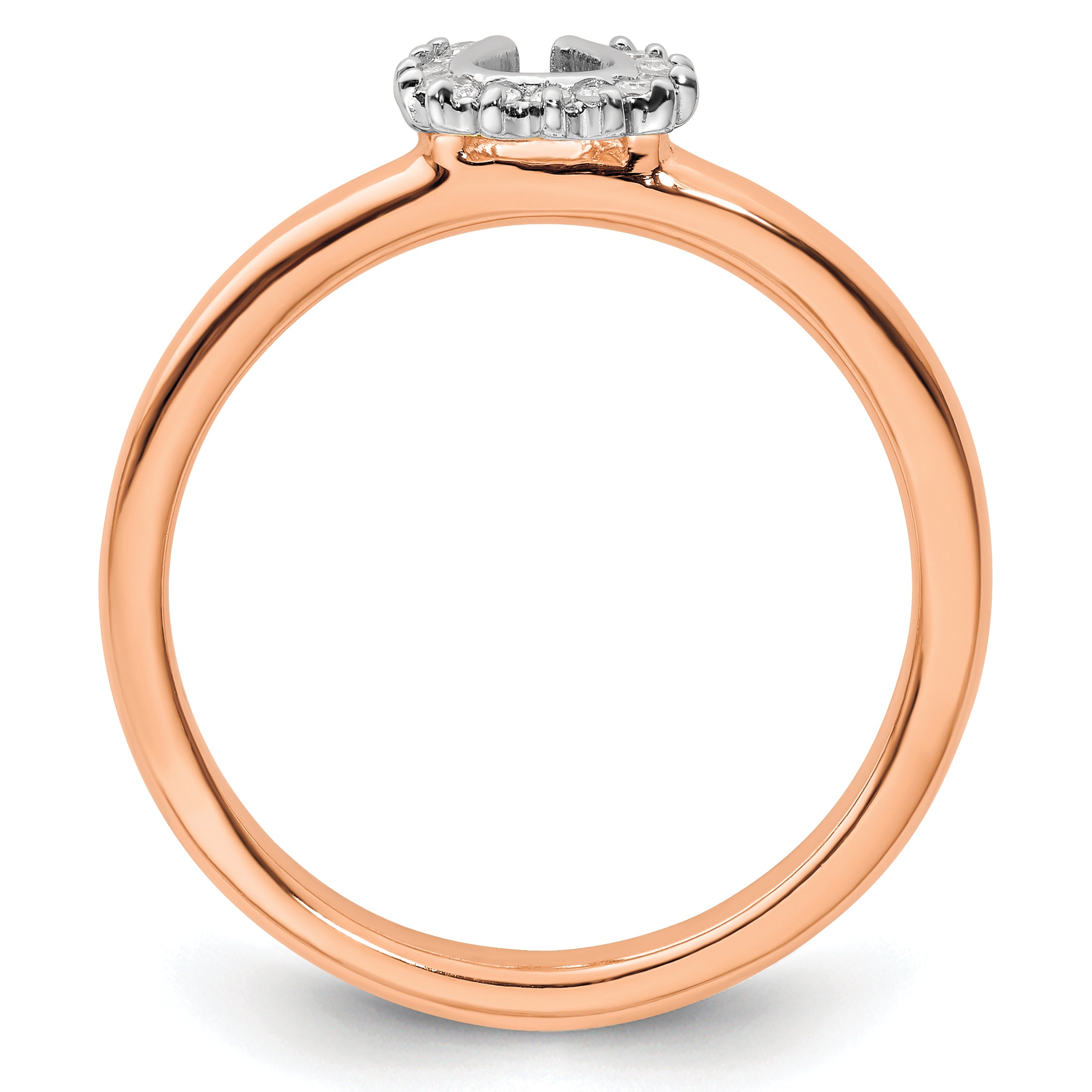 Sterling Silver Stackable Expressions Pink Plated Dia. Horseshoe Ring