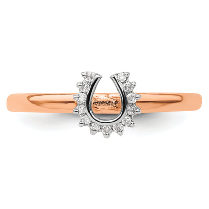 Sterling Silver Stackable Expressions Pink Plated Dia. Horseshoe Ring