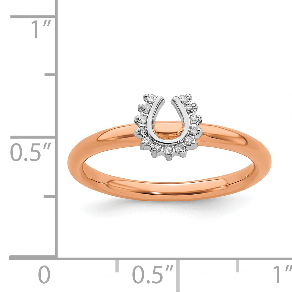Sterling Silver Stackable Expressions Pink Plated Dia. Horseshoe Ring