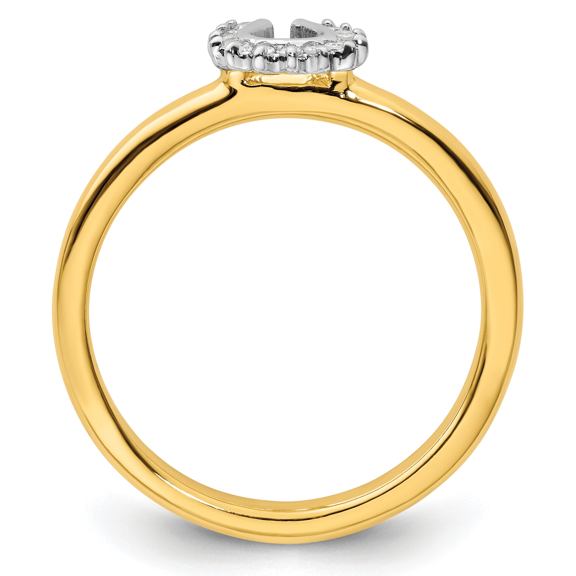 Sterling Silver Stackable Expressions Yellow Plated Dia. Horseshoe Ring