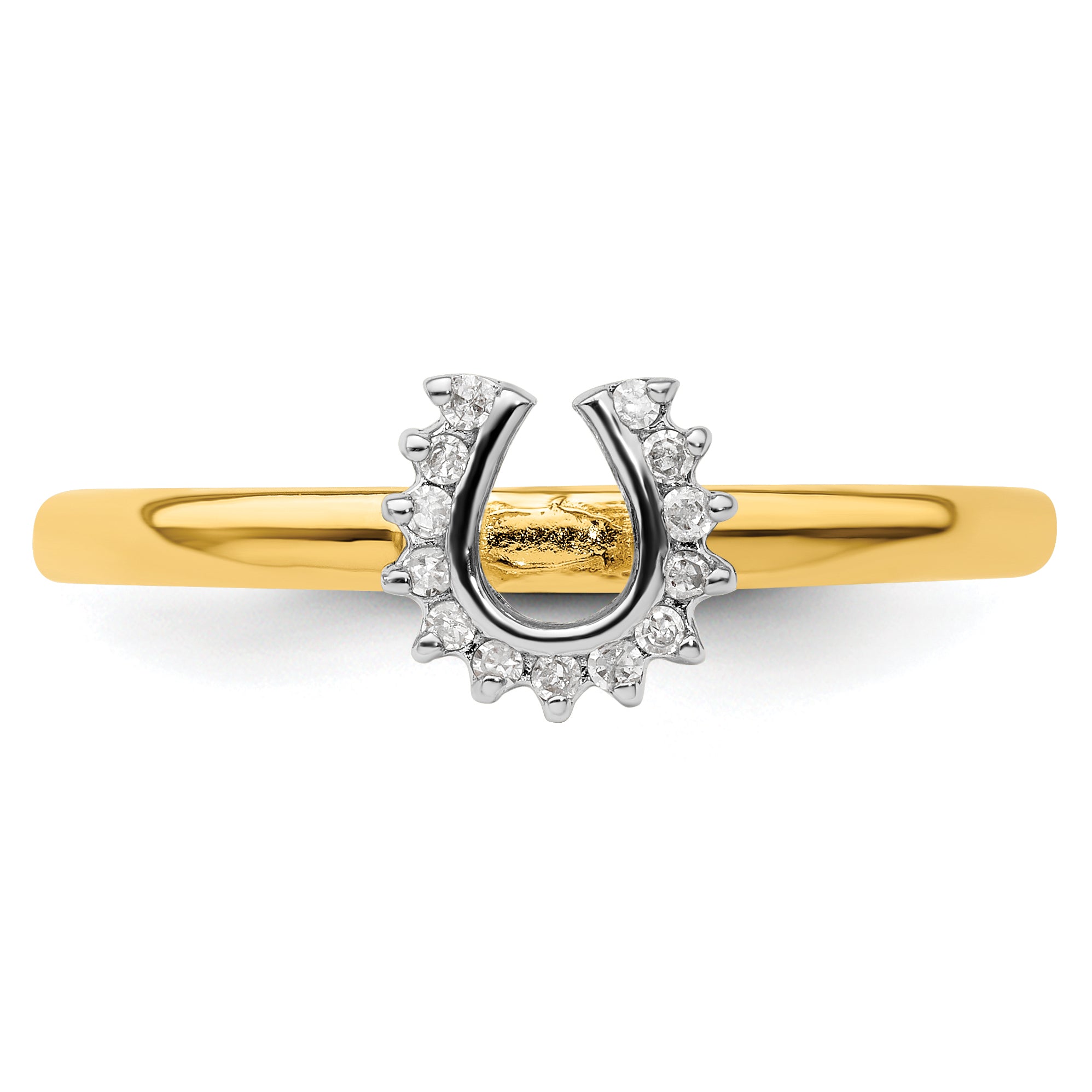 Sterling Silver Stackable Expressions Yellow Plated Dia. Horseshoe Ring